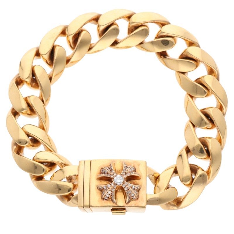 クロムハーツ ブレスレット サイズ:15LINK 22K BOX CH X CLSC P DMND PAVEダイヤゴールドブレスレット 中古 OS06拍卖