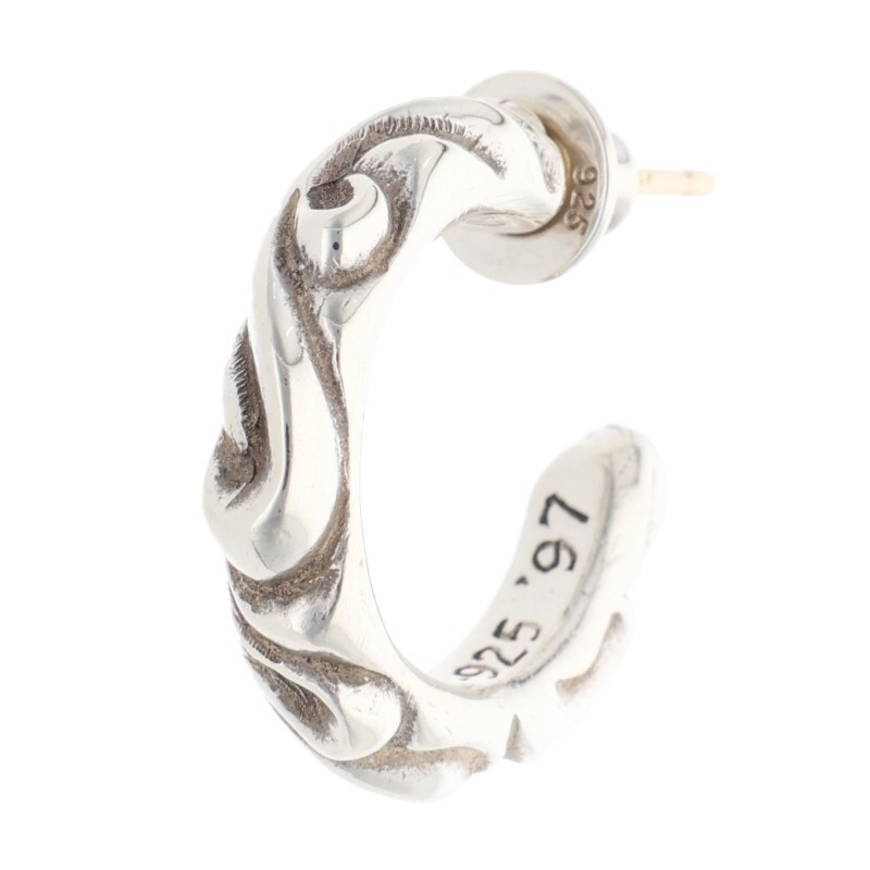 クロムハーツ ピアス HOOP SCROOL 1 スクロールフープ シルバーピアス 中古 SJ02拍卖