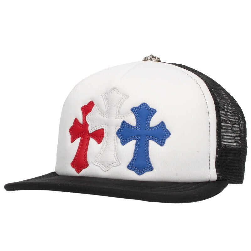 クロムハーツ TRUCKER CAP トラッカーキャップ 3セメタリーレザーパッチメッシュキャップ帽子 中古 SJ02拍卖