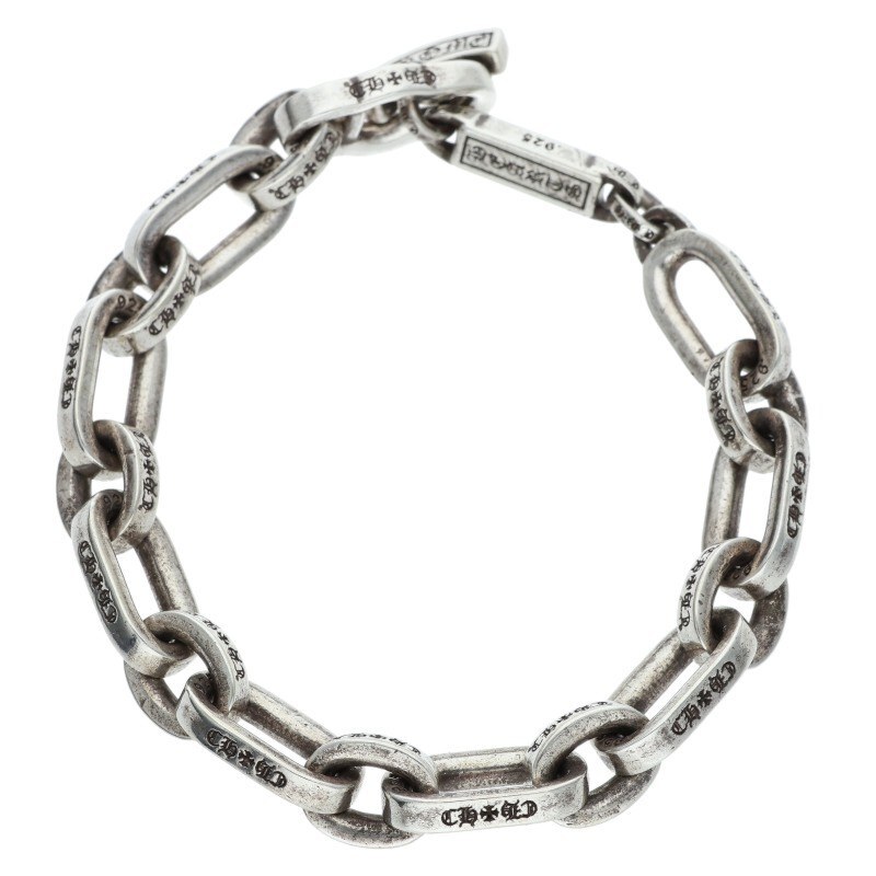 クロムハーツ サイズ:7inch PAPER E CHAIN ペーパーEチェーン シルバーブレスレット 中古 SJ02拍卖