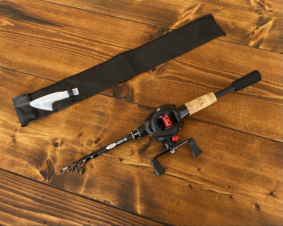 釣り竿セット 超軽量 カーボンロッド レッド ベイトロッド 6ft 180cm テレスコロッド バス釣り拍卖