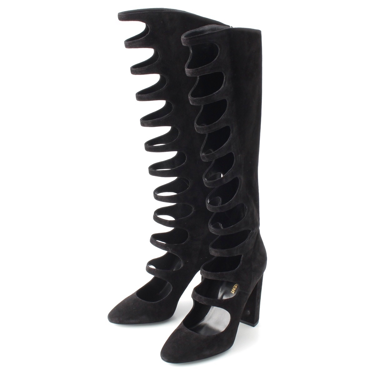 サンローラン スエード JOPLIN CUTOUT カットアウト ブーツ 529687 ブラック 37【中古】拍卖