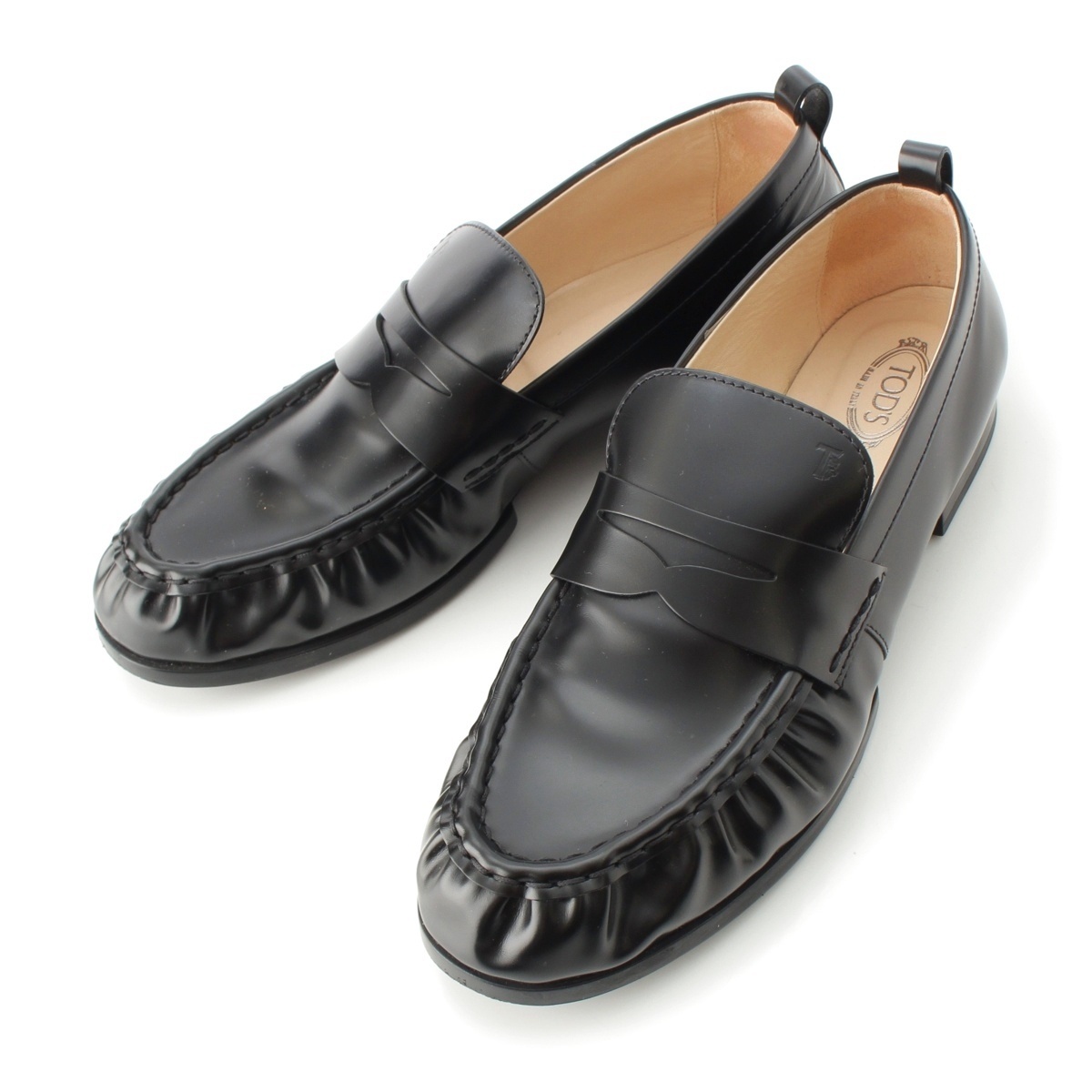 トッズ レザー モカシン ローファー XXW02E0EC60OG9B999 ブラック 39 1/2【中古】拍卖