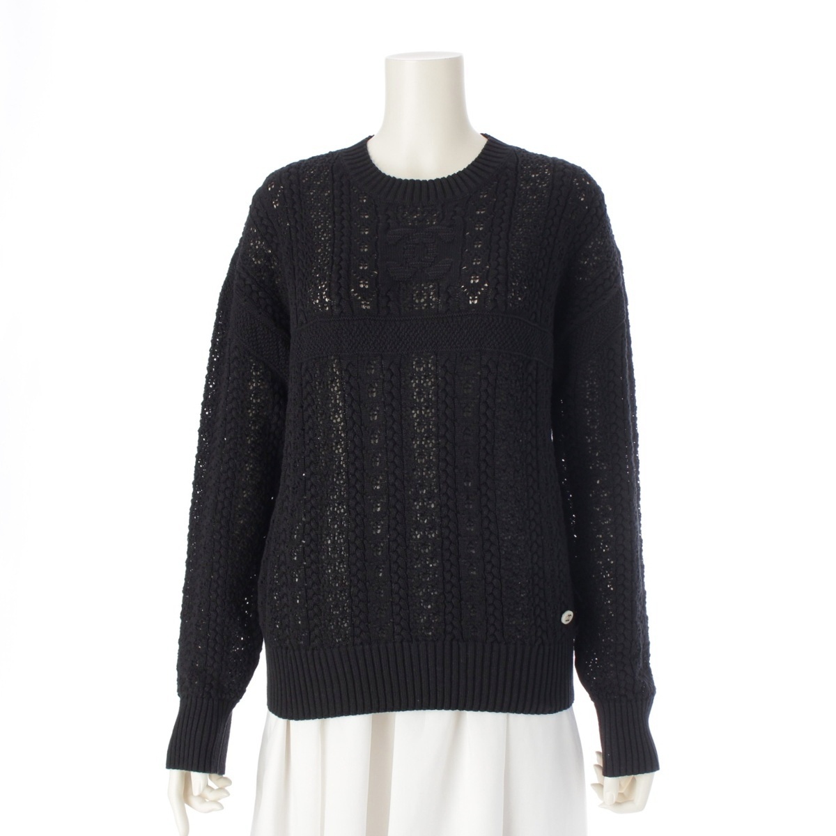 シャネル COCO CEACH ココビーチ ココマーク プルオーバー ニット セーター P76925 ブラック 38【中古】拍卖