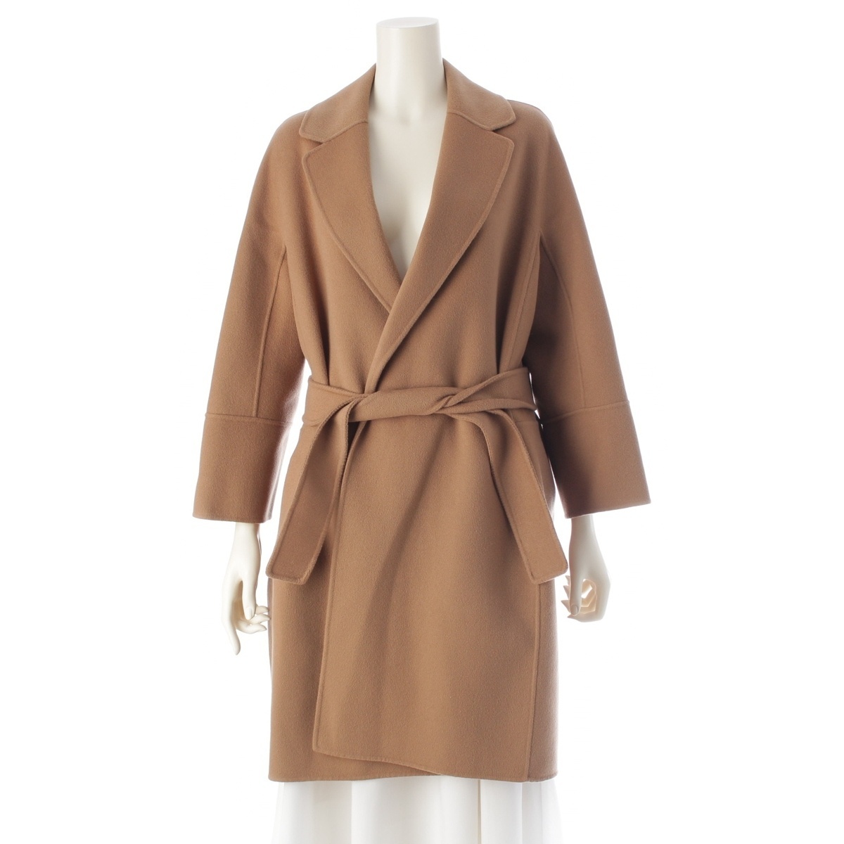 エスマックスマーラ ARONA ウール クチートアマーノ ダブルフェイス ベルト コート ベージュ 40【中古】拍卖