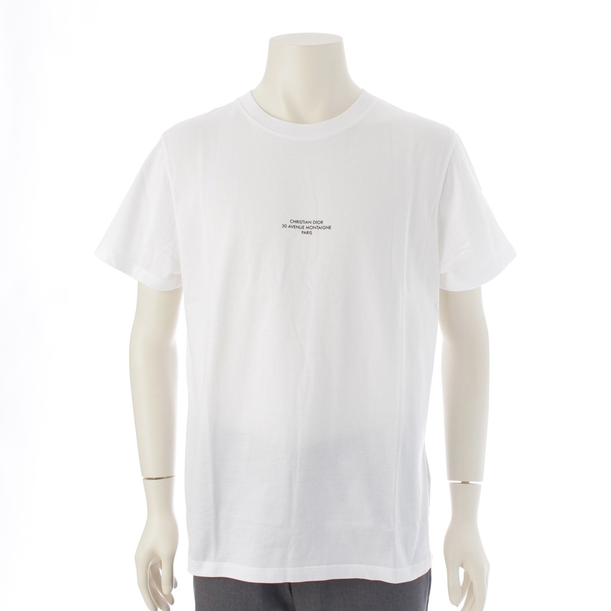 ディオール 2025 コットン Dior Montaigne ロゴ 半袖Tシャツ 593J668D3018 ホワイト L【中古】拍卖