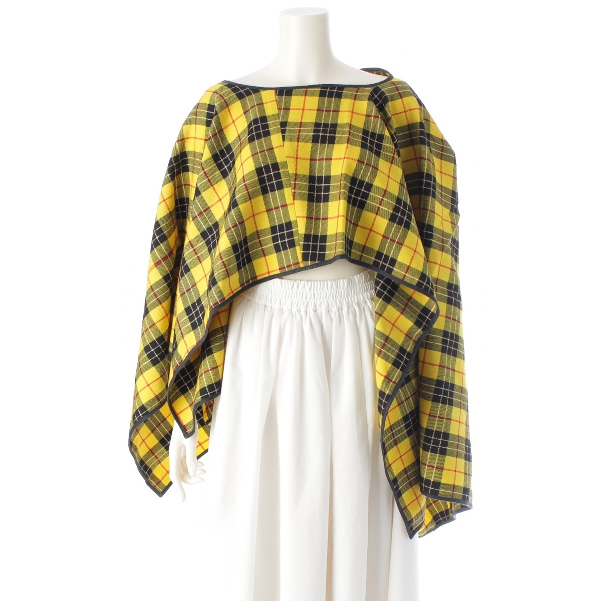 コムデギャルソン AD1999 チェック柄 変形 ポンチョ GP-04016S イエロー S【中古】拍卖