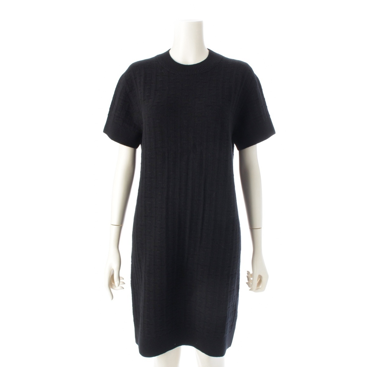 エルメス 23SS ウール Hロゴ ニット 半袖 ワンピース ブラック 36【中古】拍卖