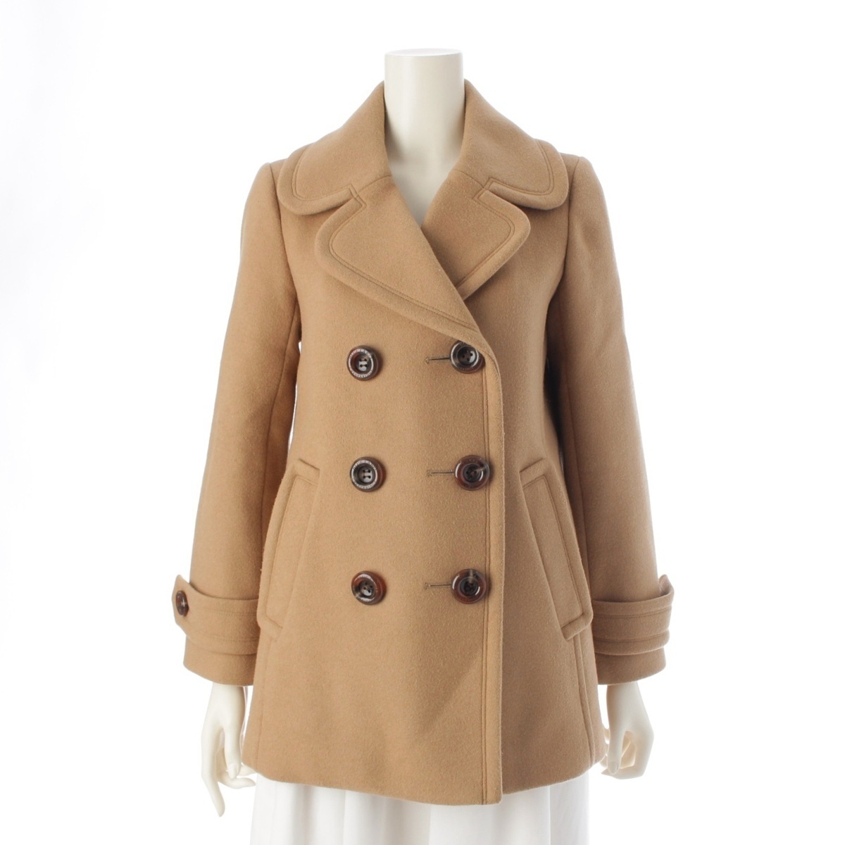 ブルーレーベルクレストブリッジ ウール×ナイロン ジャケット ピーコート 55B28-668-40 ベージュ 36【中古】拍卖