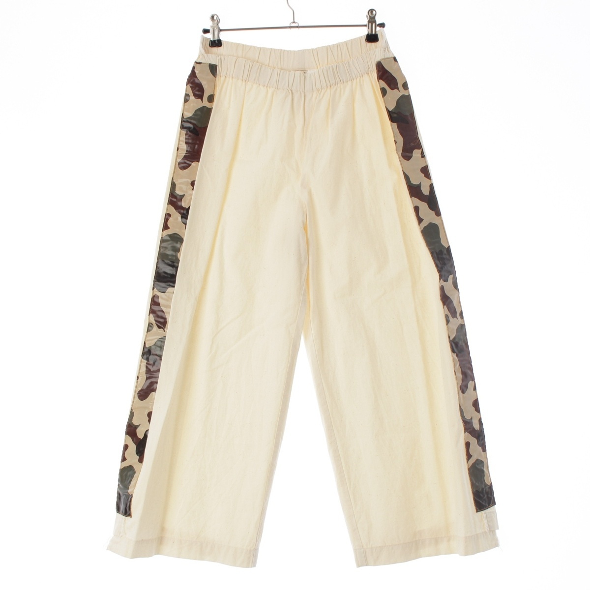 コムデギャルソン AD2000 01SS コットン PVC カモフラージュ 迷彩 ライン 杢 パンツ GP10011S ホワイト マルチカラー S【中古】拍卖