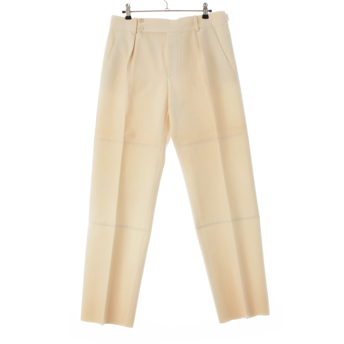 グッチ 1998年 ウール トムフォード サイドアジャスター センタープレス ボタンフライ パンツ ベージュ 42【中古】拍卖