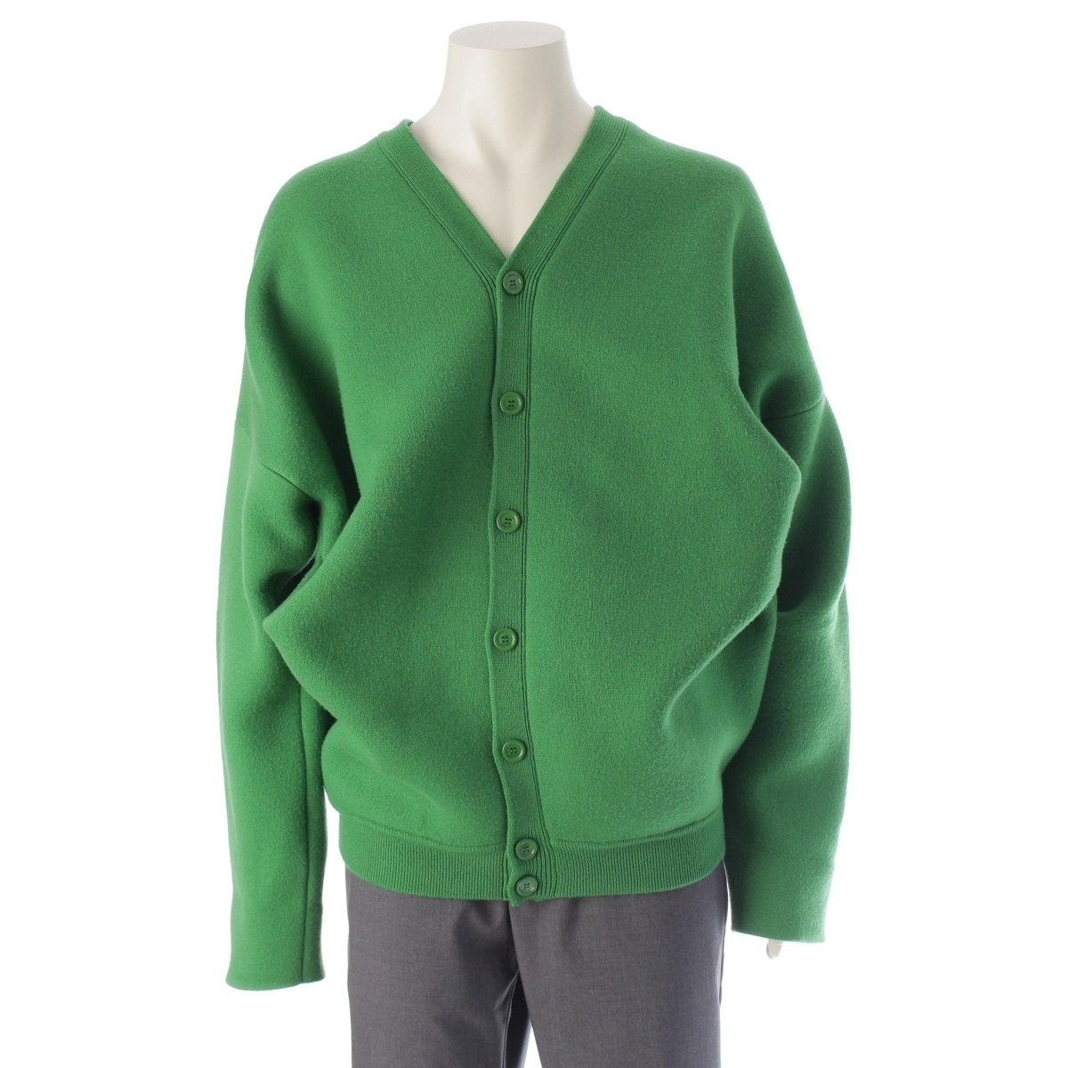 ロエベ 2023 ウール コットン ドレープ カーディガン H526Y16K46 グリーン L【中古】拍卖