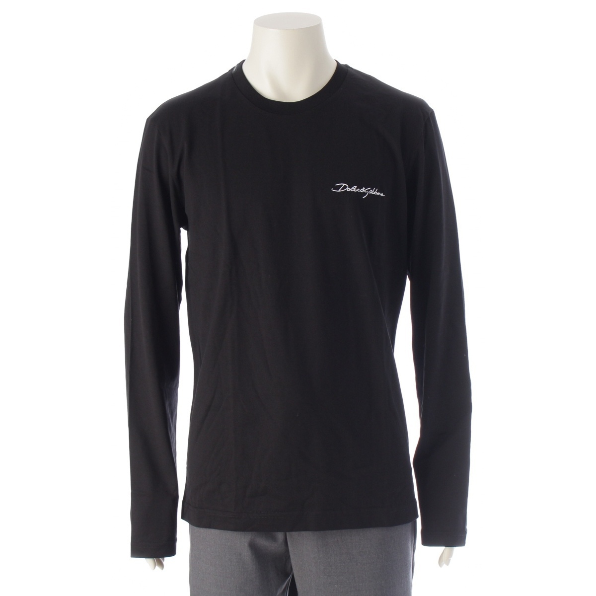 ドルチェアンドガッバーナ コットン ロゴ刺繍 ロゴパッチ 長袖Tシャツ ブラック 48【中古】拍卖