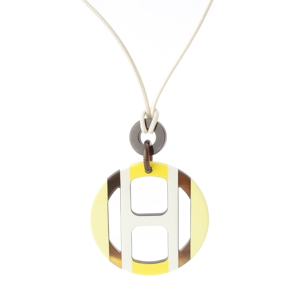 エルメス バッファローホーン Hエキップ ネックレス イエロー【中古】拍卖