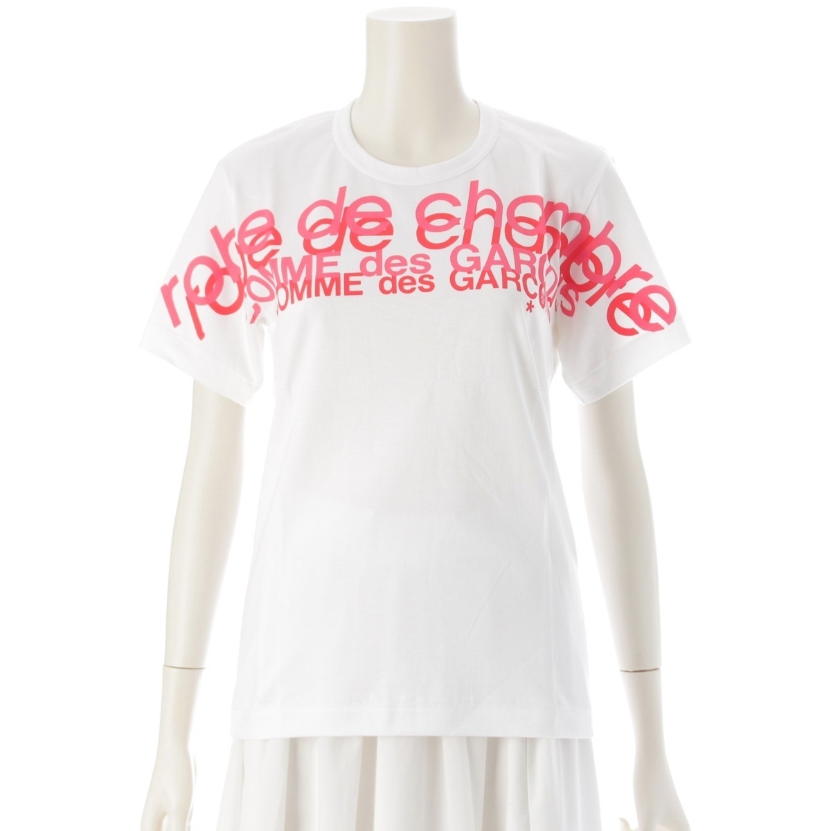 ローブドシャンブルコムデギャルソン AD1999 00SS コットン ダブルロゴ 半袖Tシャツ RT-100230 ホワイト ‐【中古】拍卖