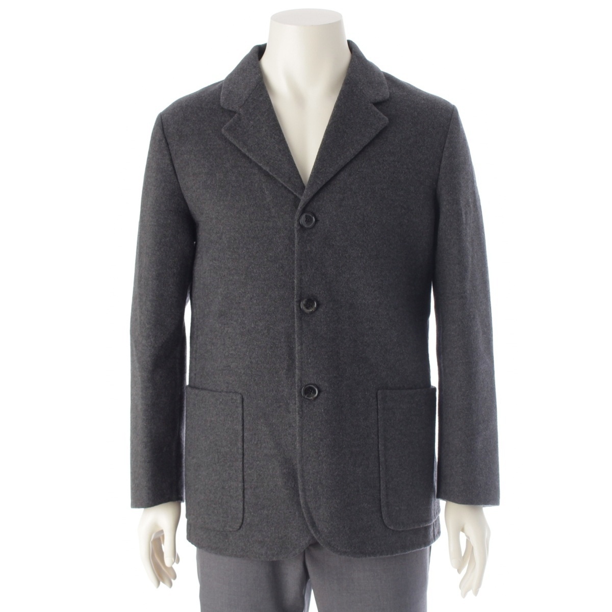 クルチアーニ カシミヤ×ウール 3B テーラードジャケット グレー IT48【中古】拍卖