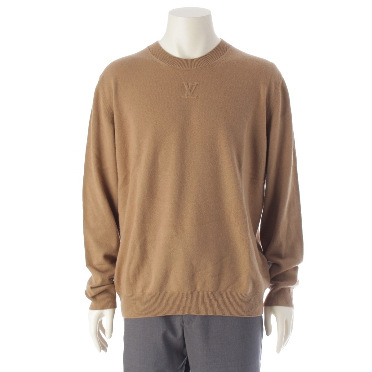 ルイヴィトン 2024 カシミヤ シルク LVSE LVエンボスロゴ セーター ベージュ L【中古】拍卖