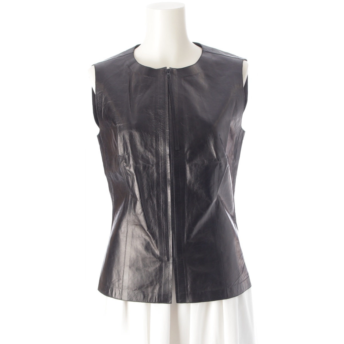 グッチ トムフォード期 00s レザー ロングジップ ベスト ブラック 40【中古】拍卖