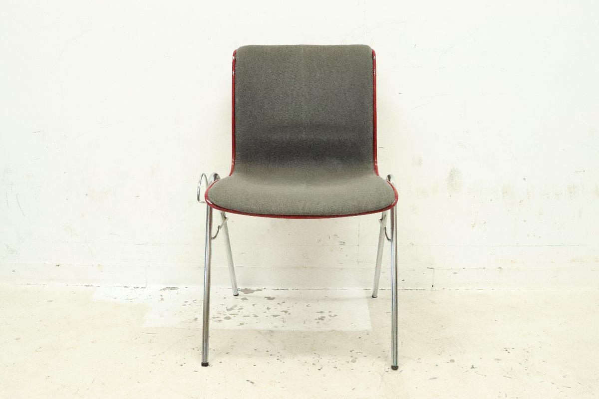 KOTOBUKI コトブキ 柳宗理 FRP サイドチェア レッドシェル グレーファブリック スタッキングベース A拍卖