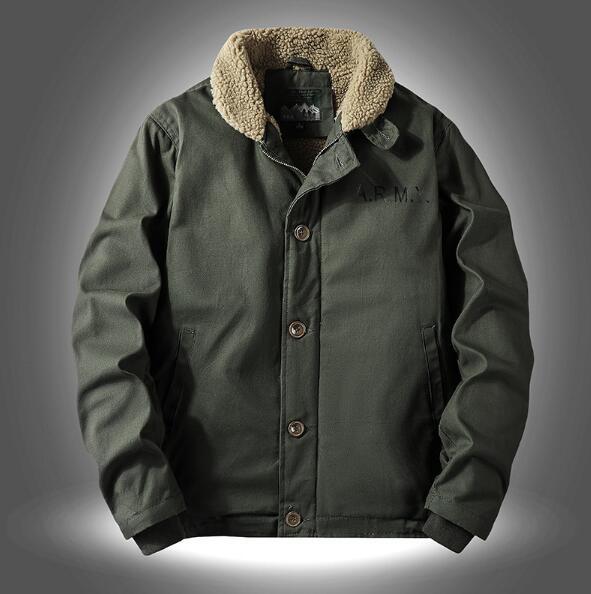 新作秋冬ミリタリージャケット メンズ N-1 デッキジャケット ボアジャケット 裏起毛 ブルゾン ジャケット暖かい M ミリタリーグリーン拍卖
