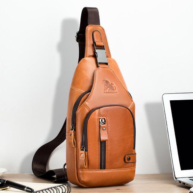 新作本革 ボディバッグ メンズ レザー 耐久 ワンショルダーバッグ 牛革 ショルダーバッグ 斜めがけ鞄 カジュアル鞄茶色拍卖