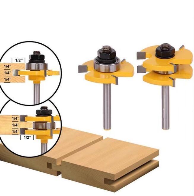 新作木工溝加工ルータービット2個セット木工ジョイント加工ツール2個セット 3/4インチ8mm木材切削工具拍卖