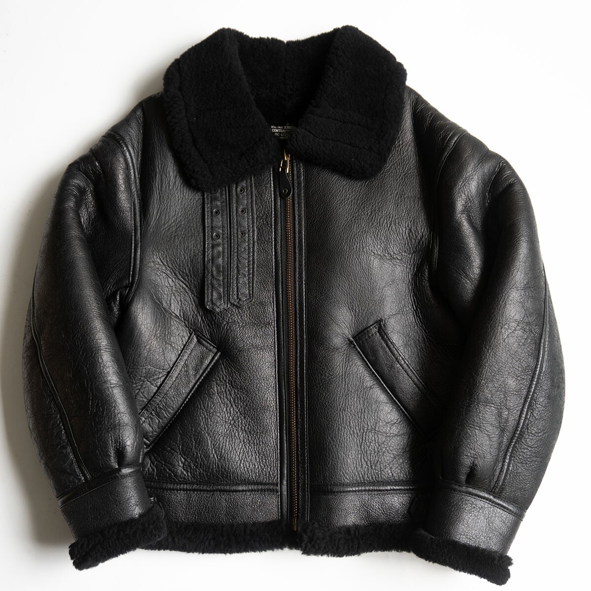 【美品】AVIREX【B-3 ムートンボンバージャケット】38 ブラック フライト レザー ジャケット アヴィレックス 25101223拍卖