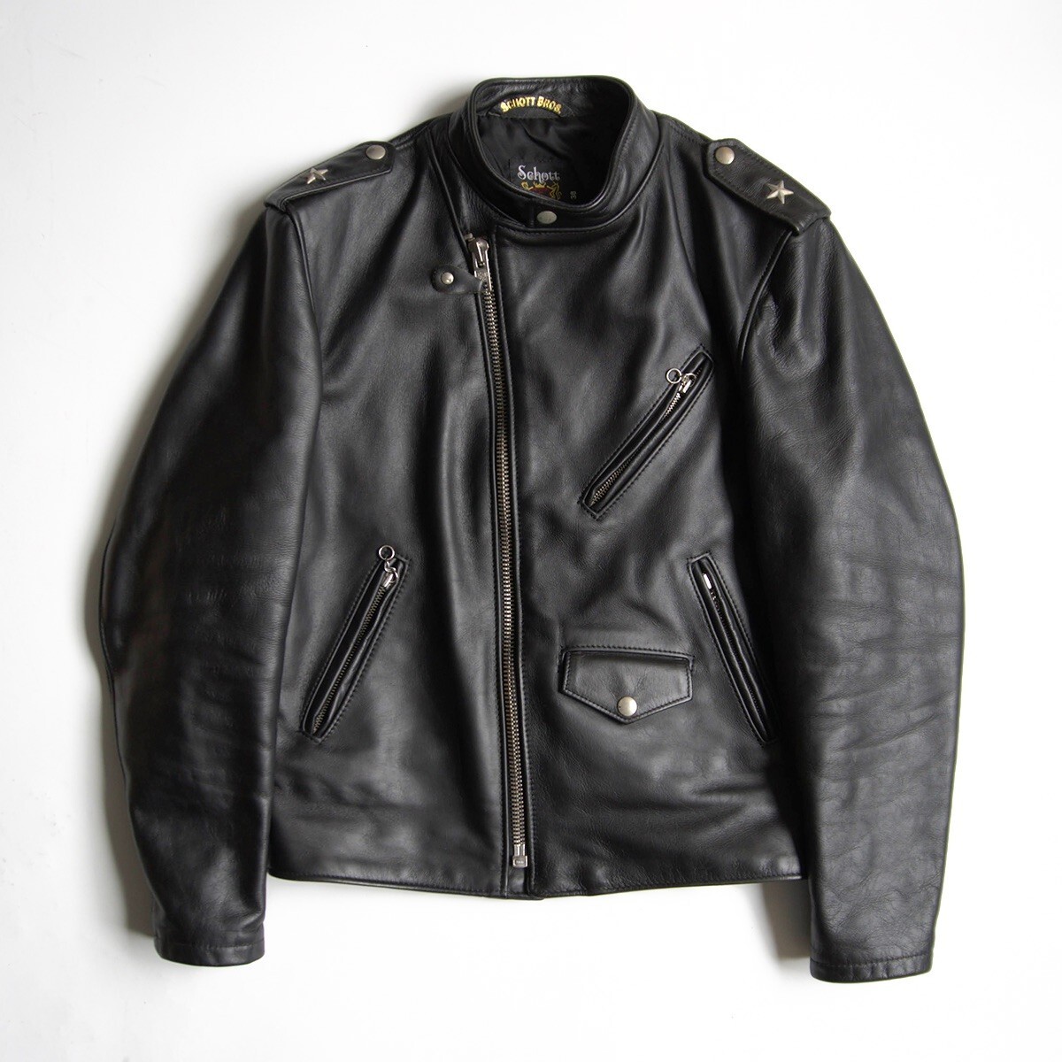 【美品】SCHOTT【603US/ワンスター ダブル ライダース ジャケット】38 USA製 ブラック ショット 25101160拍卖