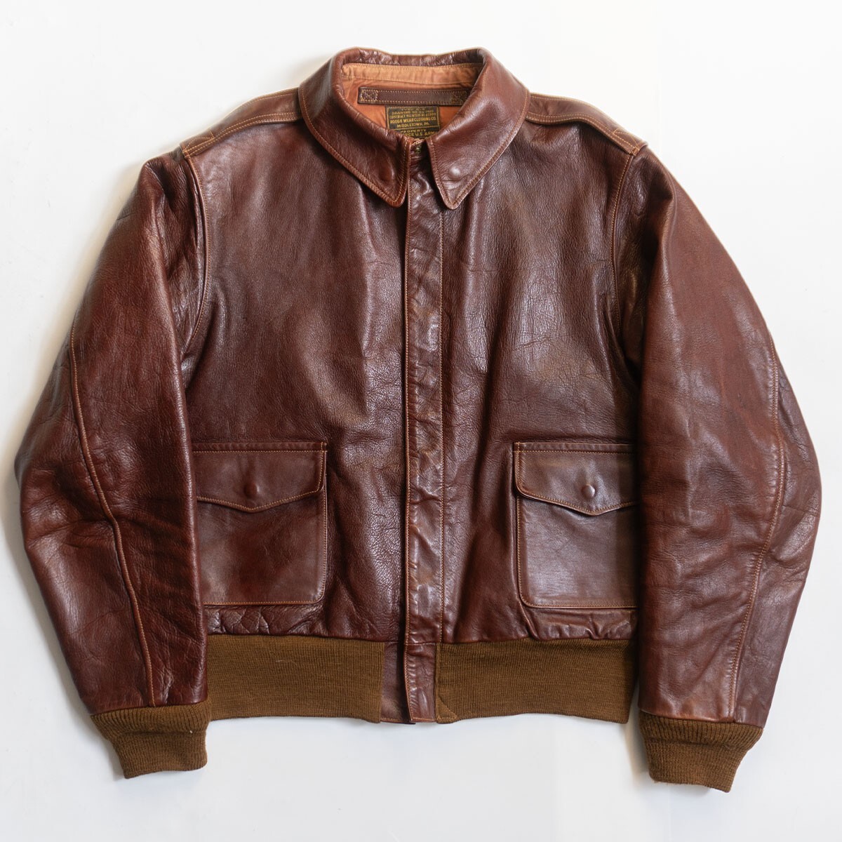 【実名復刻/ビッグサイズ】BUZZ RICKSON’S【ROUGHWEAR/A-2 ホースハイド フライトジャケット】44 レザー 馬革 バズリクソンズ 25110006拍卖