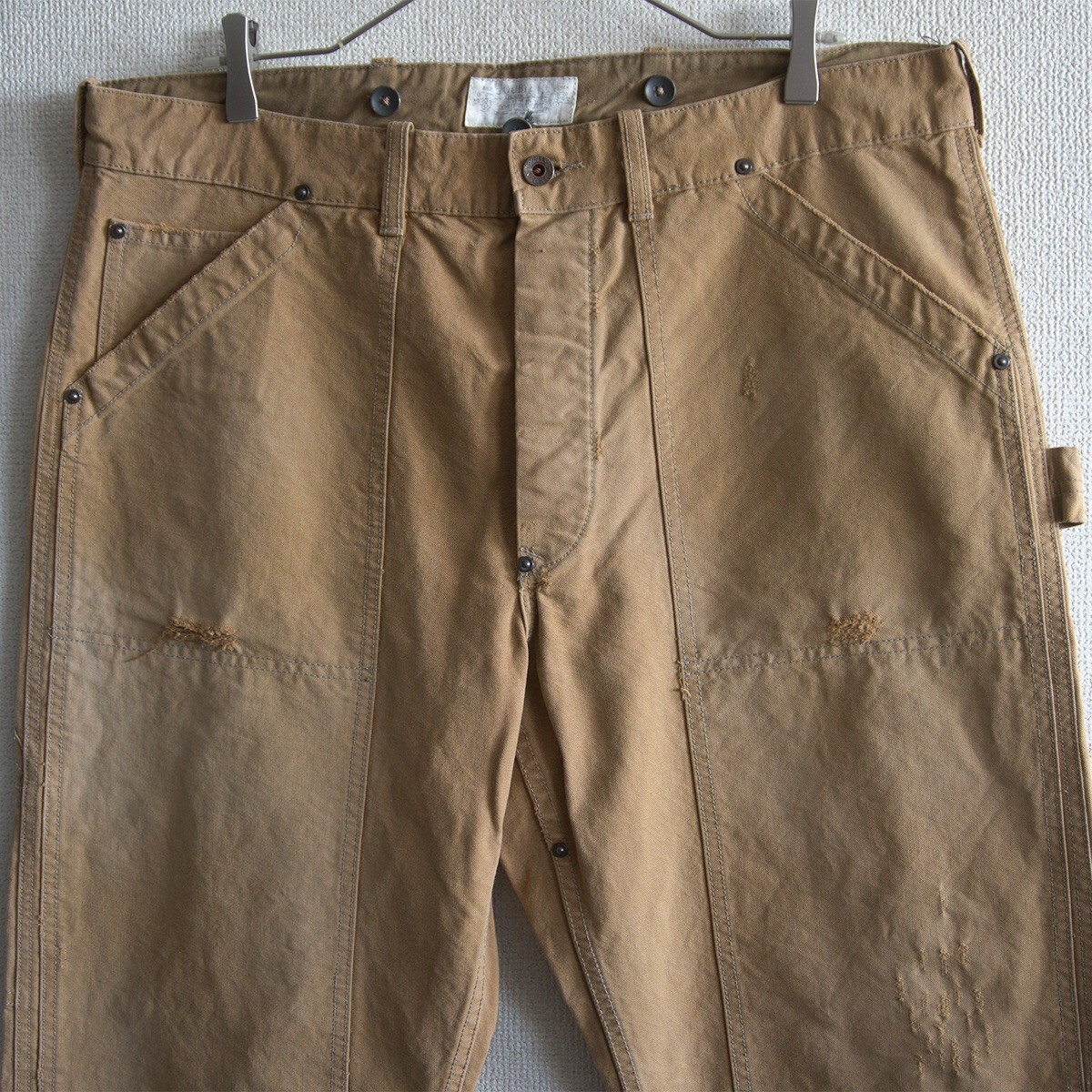 【名作】RRL【キャンバス ダブルニー ペインターパンツ】35×32 バックルバック ダブルアールエル 25101248拍卖