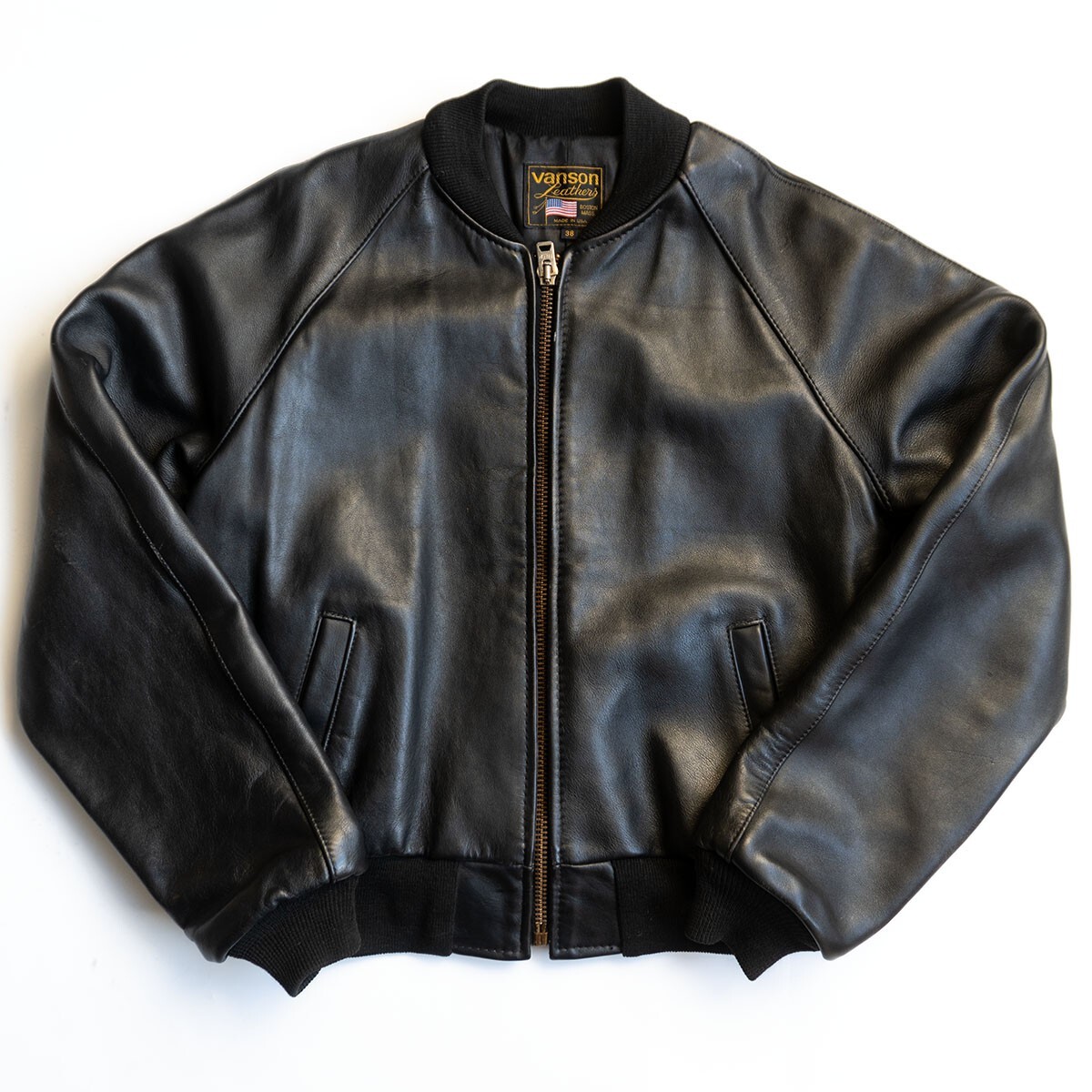 【美品】 VANSON 【TJV オールレザー スタジャン】38 ブラック ジャケット ワッペン USA製 バンソン 25110277拍卖