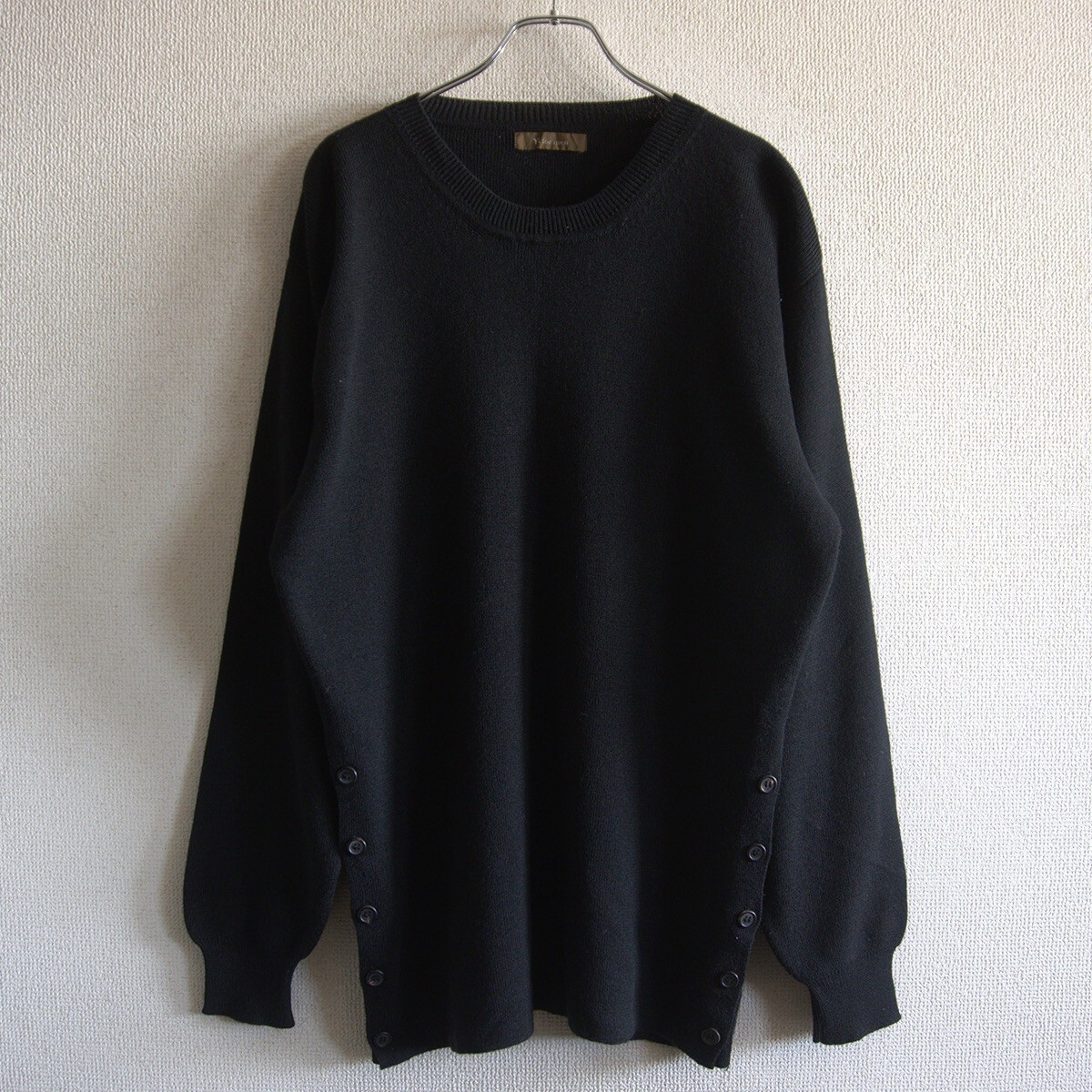 【美品】Y's for men【サイドスリット ウール ニット】 YOHJI YAMAMOTO ヨウジヤマモト ワイズフォーメン ブラック 25110434拍卖