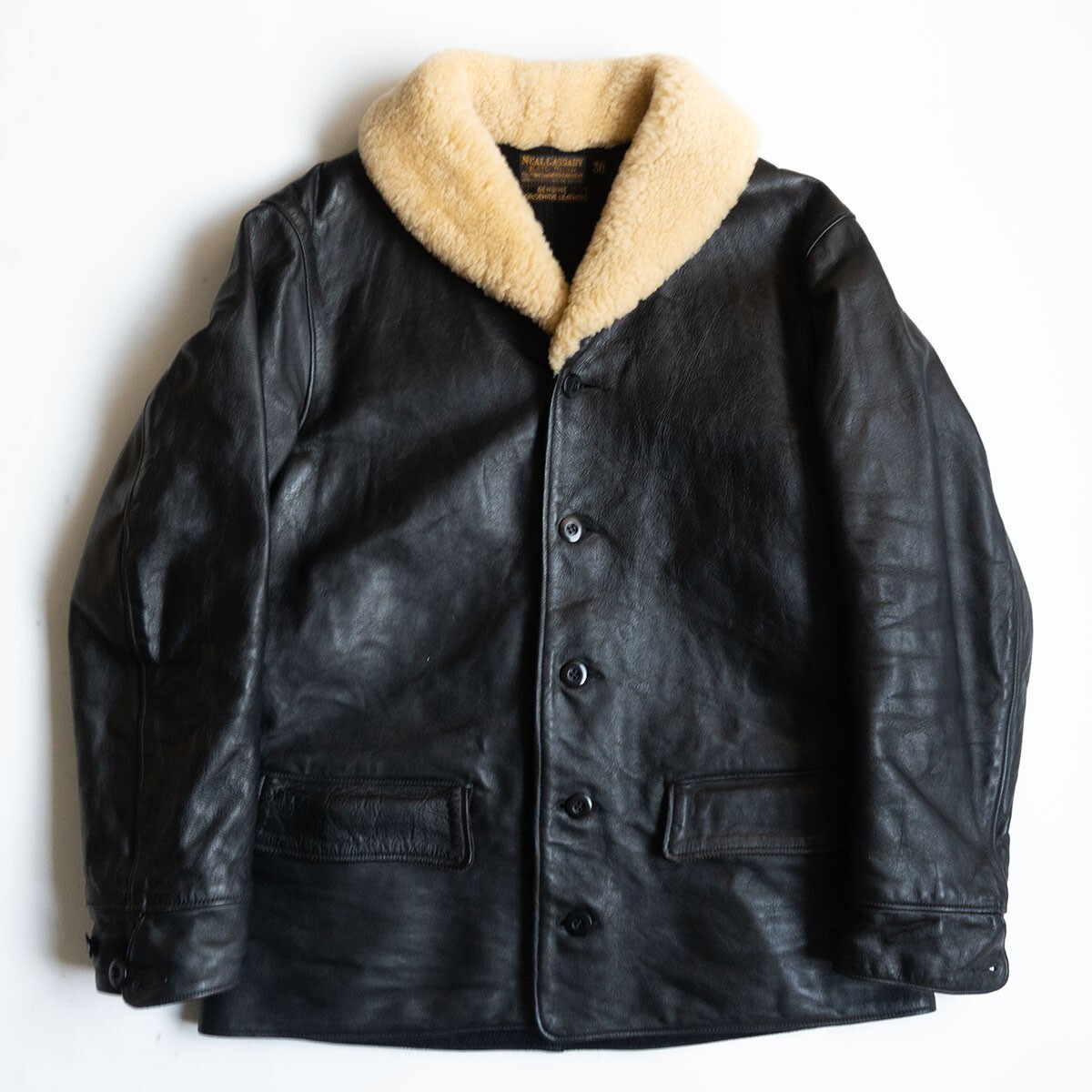 【最高級】FREEWHEELERS 【TRACKWALKER COAT】38 ブラック ホースハイド カーコート 25110548拍卖