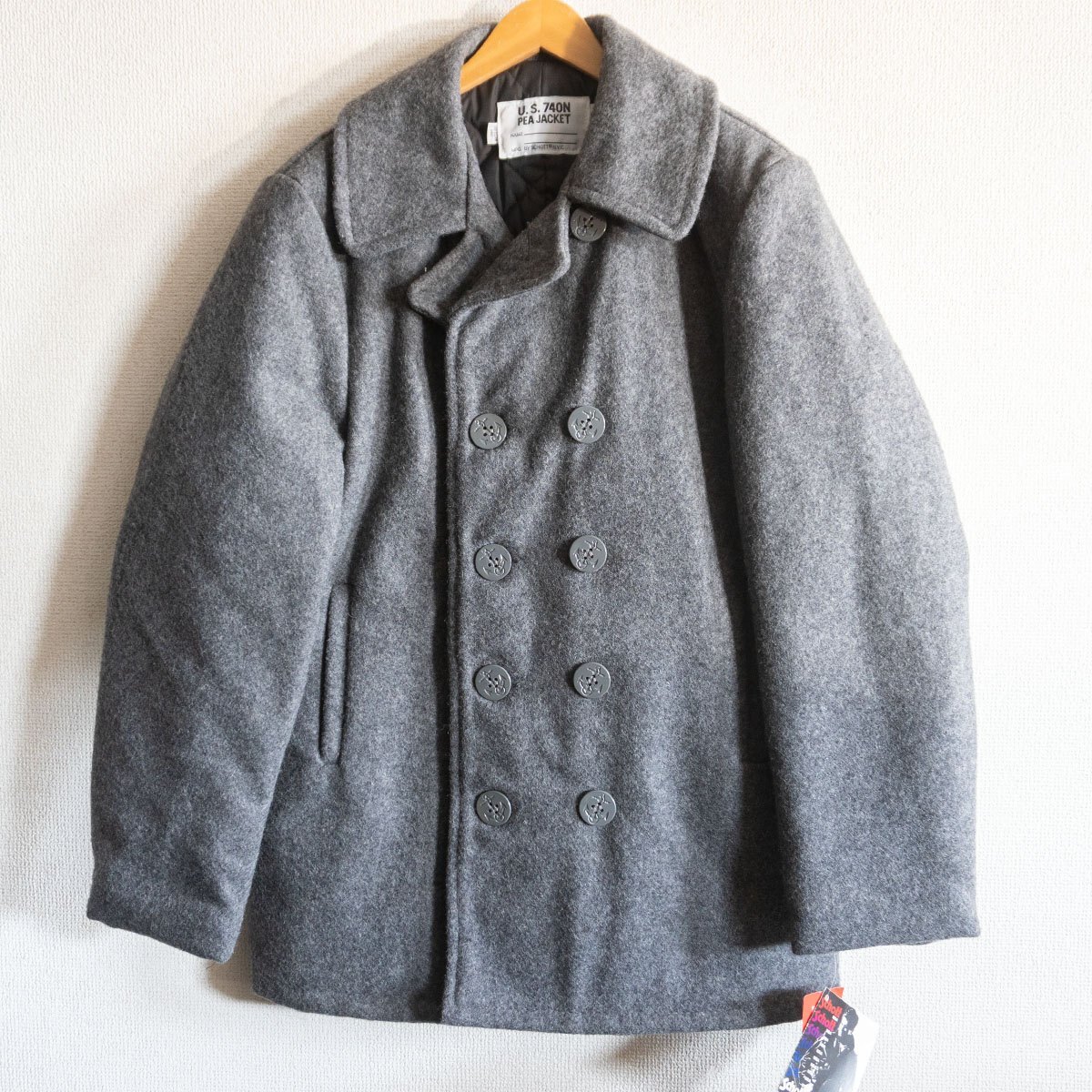 【タグ付き未使用品】SCHOTT【740 ウール ピーコート】38 グレー アメリカ製 ショット 25110570拍卖