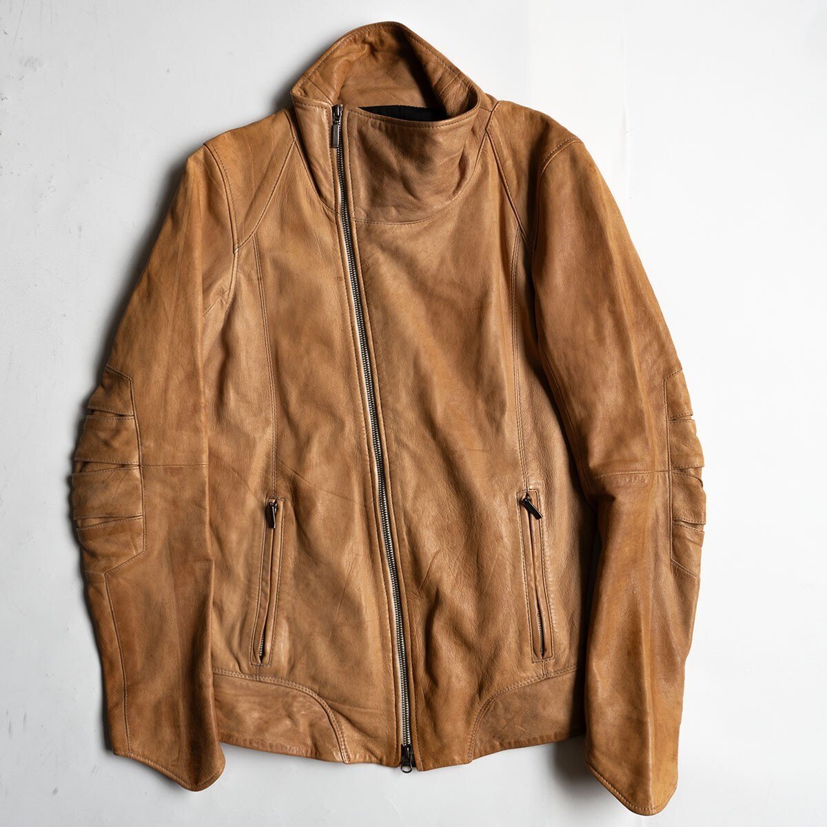 【希少】YASUYUKI ISHII【シープスキン ライダースジャケット】46 レザージャケット ヤスユキ イシイ 25110403拍卖