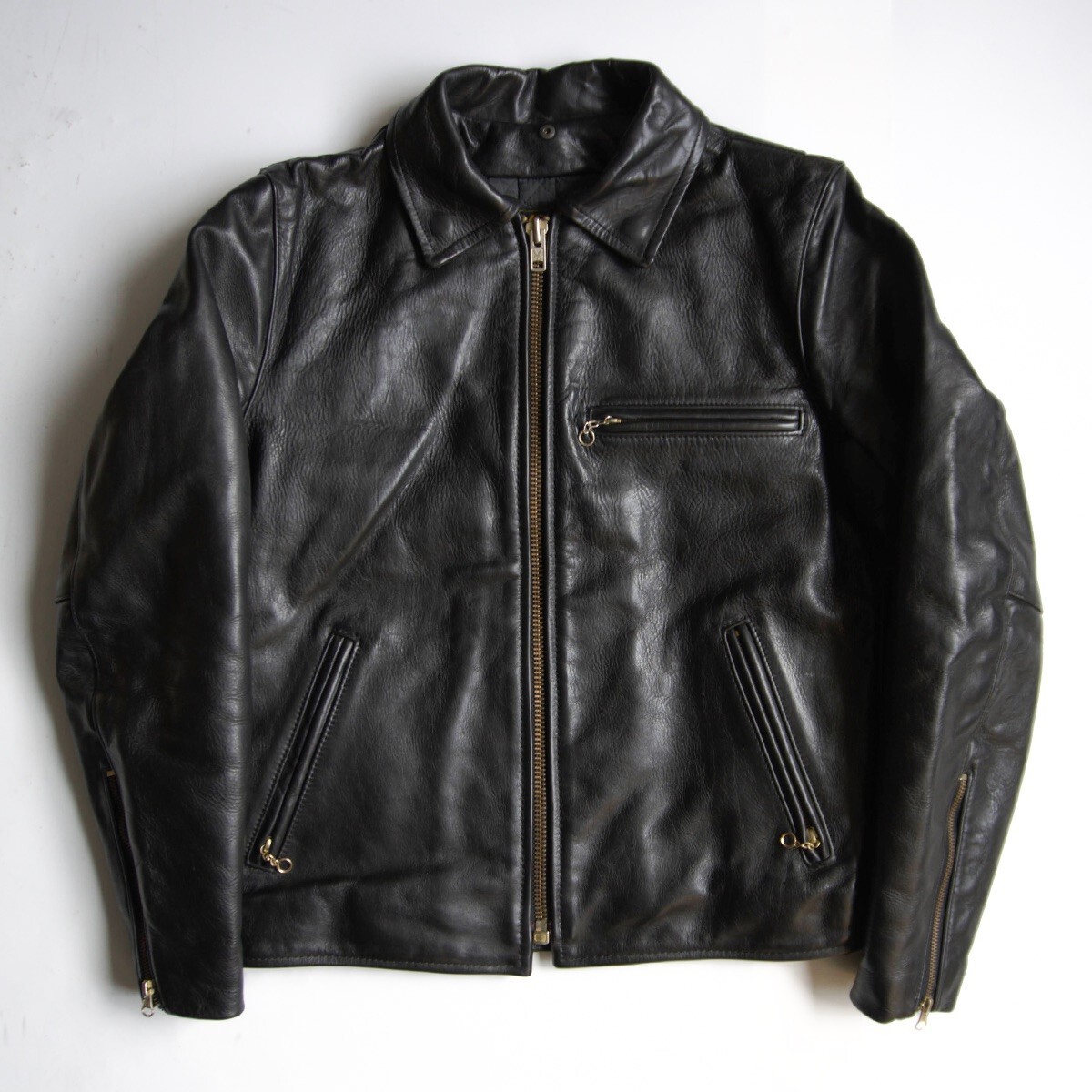 【美品】 VANSON 【ENF エンフィールド シングルライダースジャケット】40 レザー USA製 バンソン 25110593拍卖