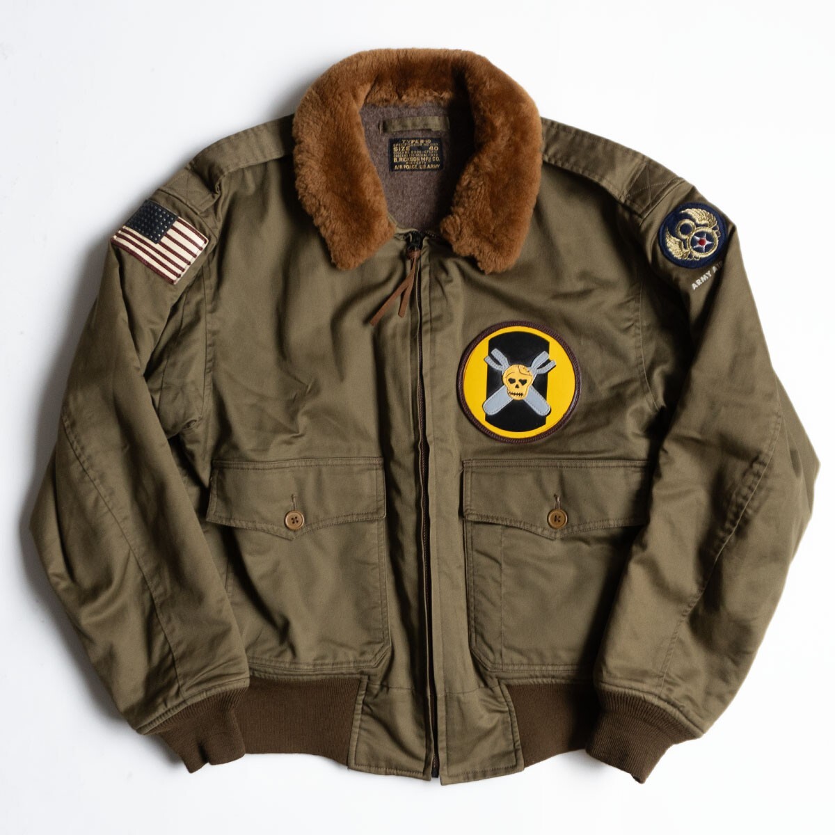 【美品】BUZZ RICKSON’S【B-10 フライト ジャケット】40 スカルワッペン バズリクソンズ 25110977拍卖