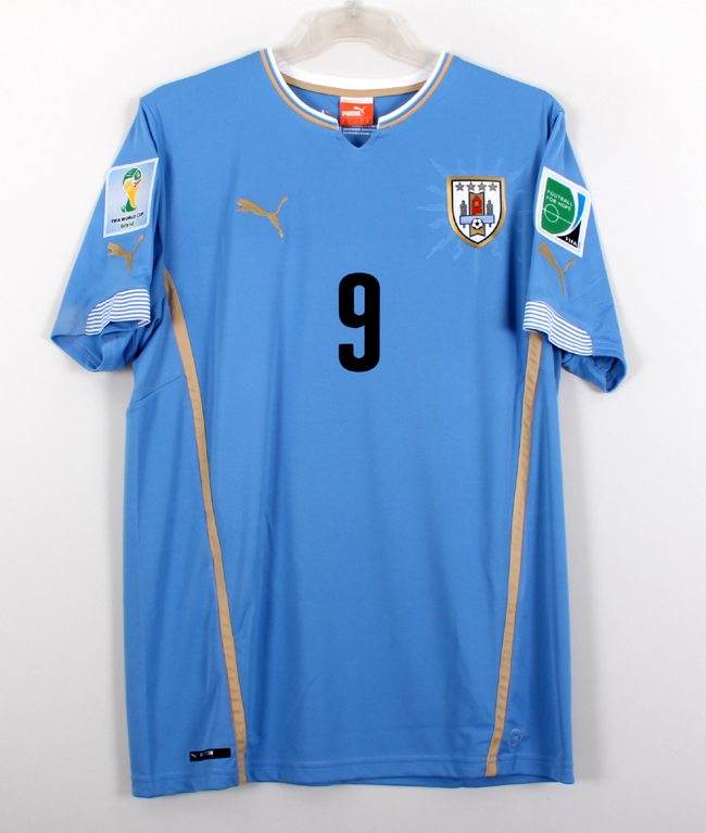 14W杯 ウルグアイ Uruguay(H)#9 ルイス・スアレス Suarez 半袖 PUMA正規 2014 WorldCup仕様 L拍卖