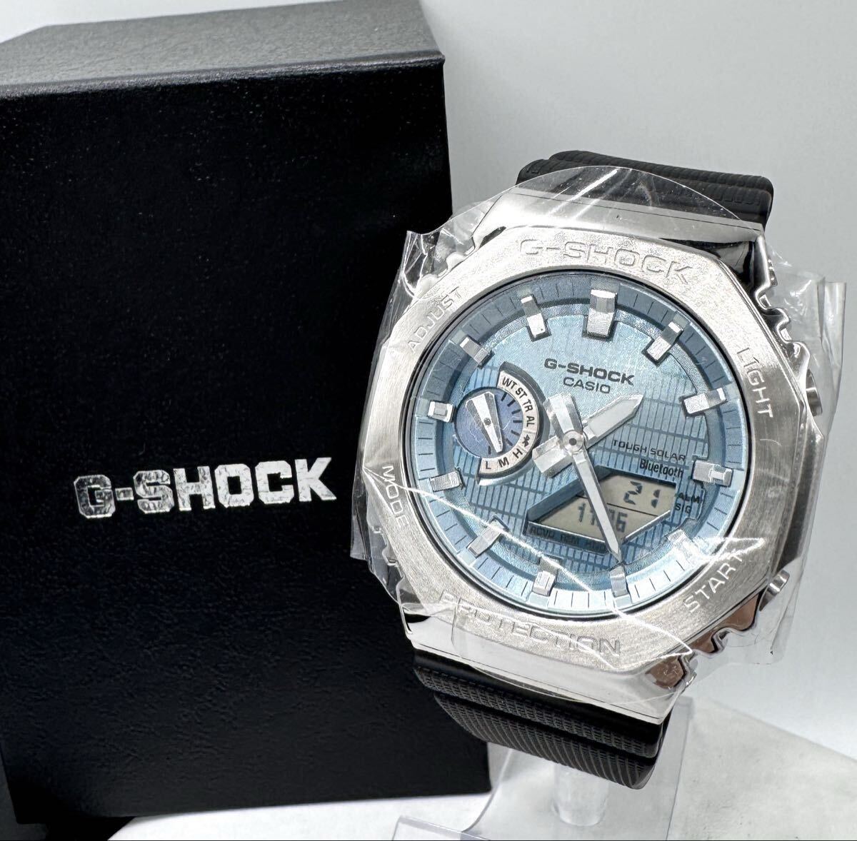 未使用品 稼働 CASIO カシオ G-SHOCK ジーショック メタルカバード メンズ腕時計 タフソーラー GBM-2100A-1A2JF アイスブルー【c2966】拍卖