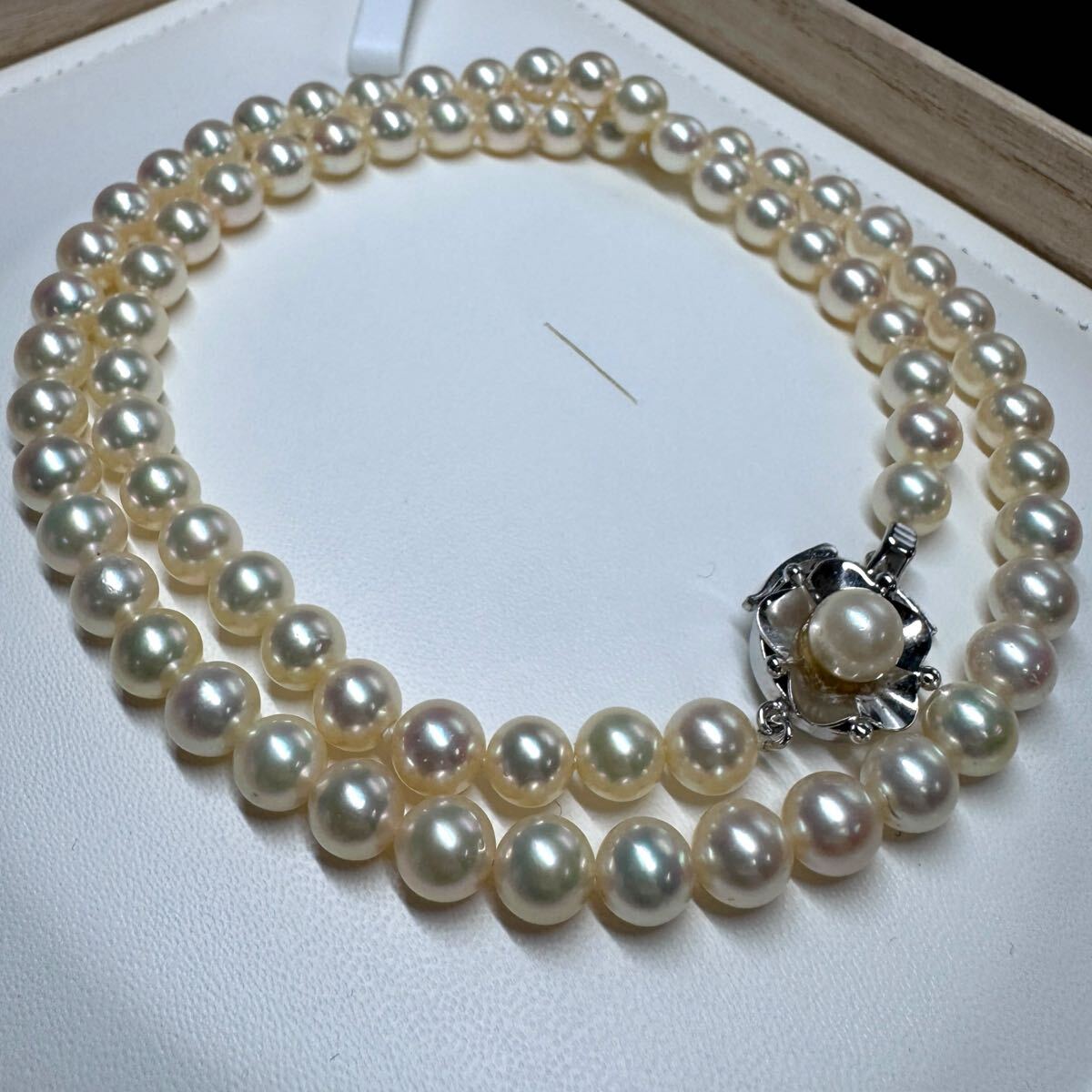 テリ最強 アコヤ真珠 あこや パール ネックレス 約6.5-7.0mm 約50cm SV金具 ラウンド 美品 Pearl necklace jewelry【c2857】拍卖