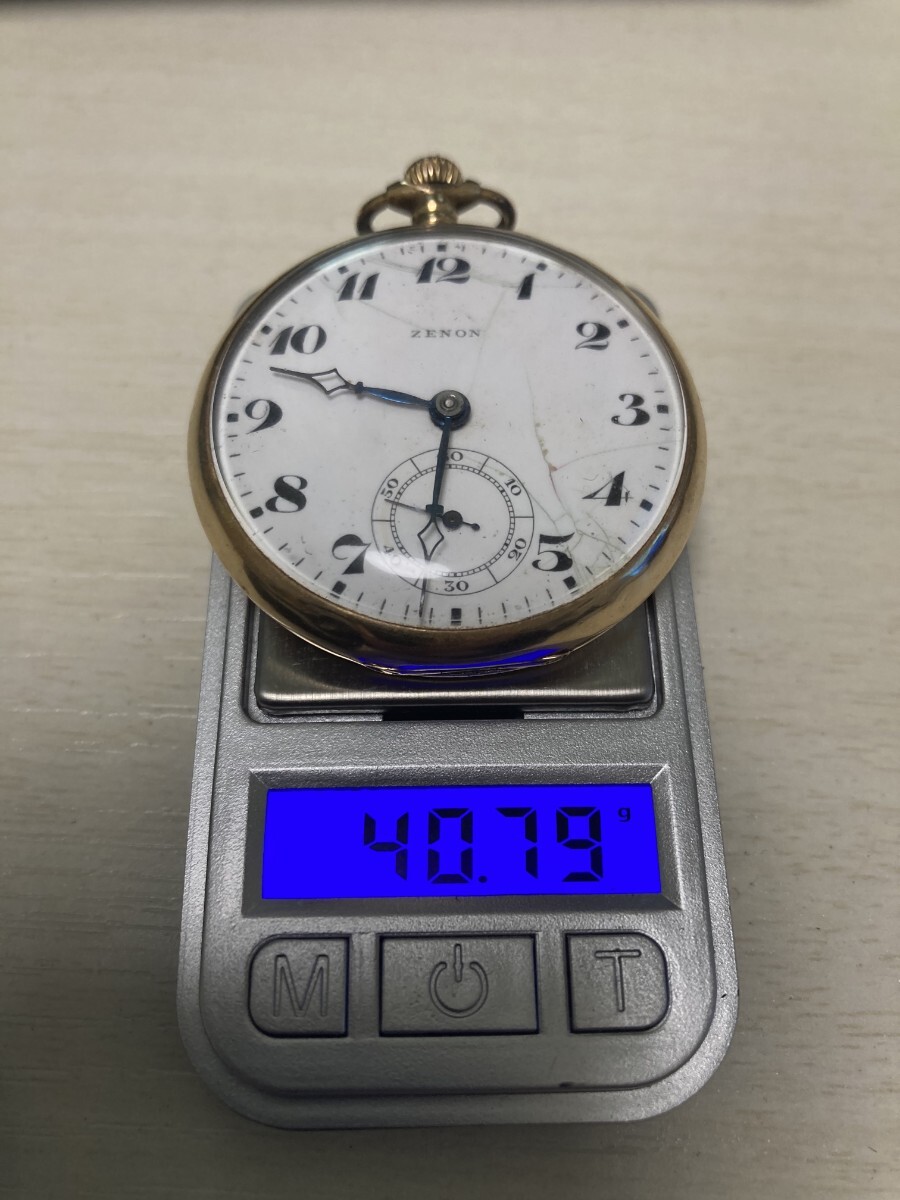 ZENON ゼノン 手巻き金無垢懐中時計 K18刻印 稼働品 現物資産等拍卖