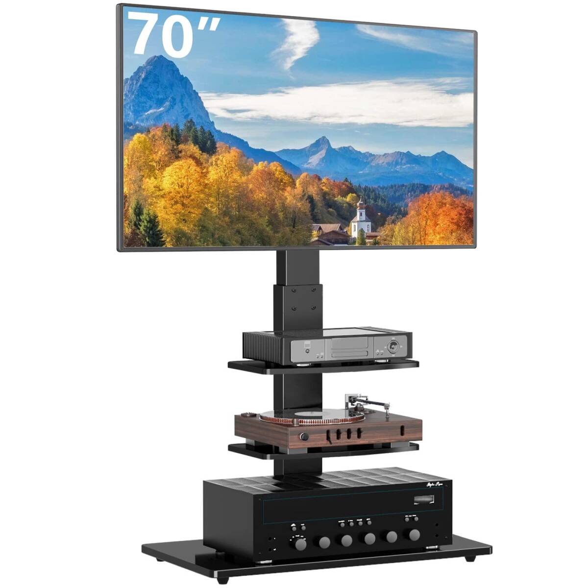 左右30°回転可能 テレビスタンド 3段棚板拍卖