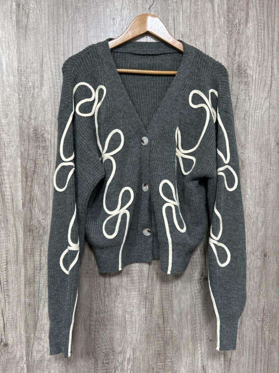 La-gemme ラジエム 刺 オーバーサイズ カーディガン sizeF/グレー ◆■ レディース拍卖