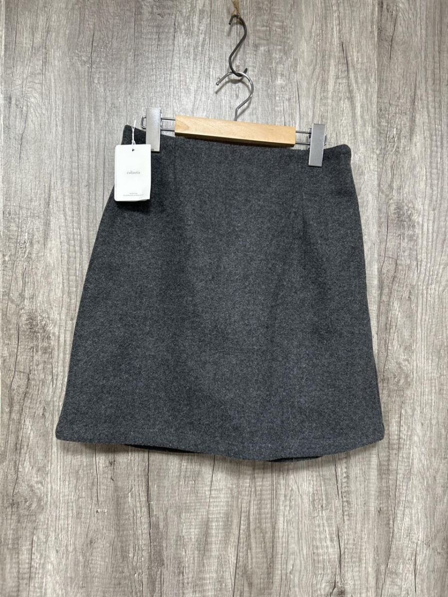 美品 callautia カラウティア タグ付き インパン付き ミニ スカート sizeL/グレー ◆■ レディース拍卖