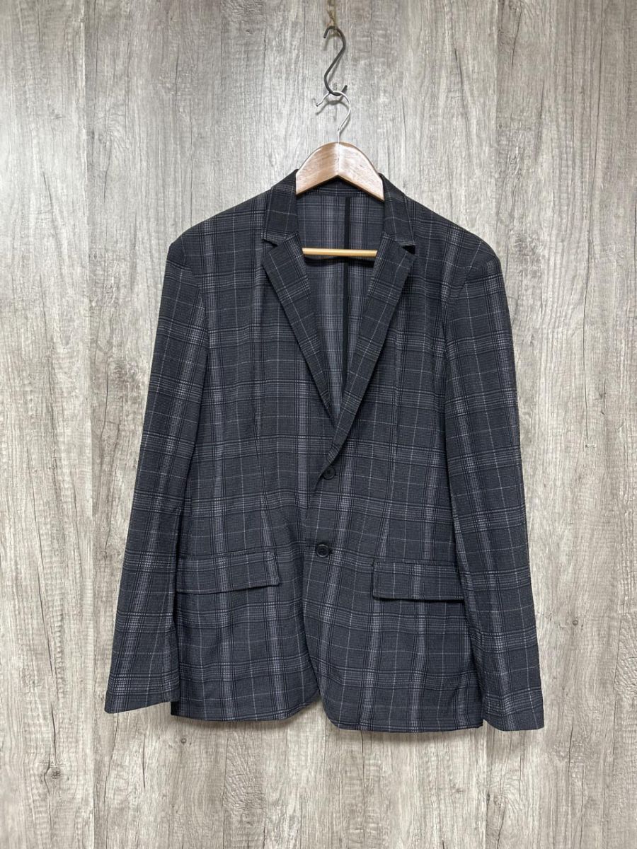ネコポスOK THE SHOP TK タケオキクチ チェック柄 ワッシャー テーラード ジャケット sizeL/チャコールグレー ◇■ メンズ拍卖