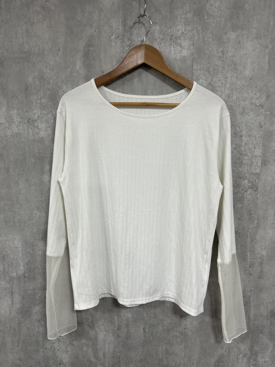 ネコポスOK Laveange シアー ベーシック カットソー sizeLL/白 ■◇ レディース拍卖