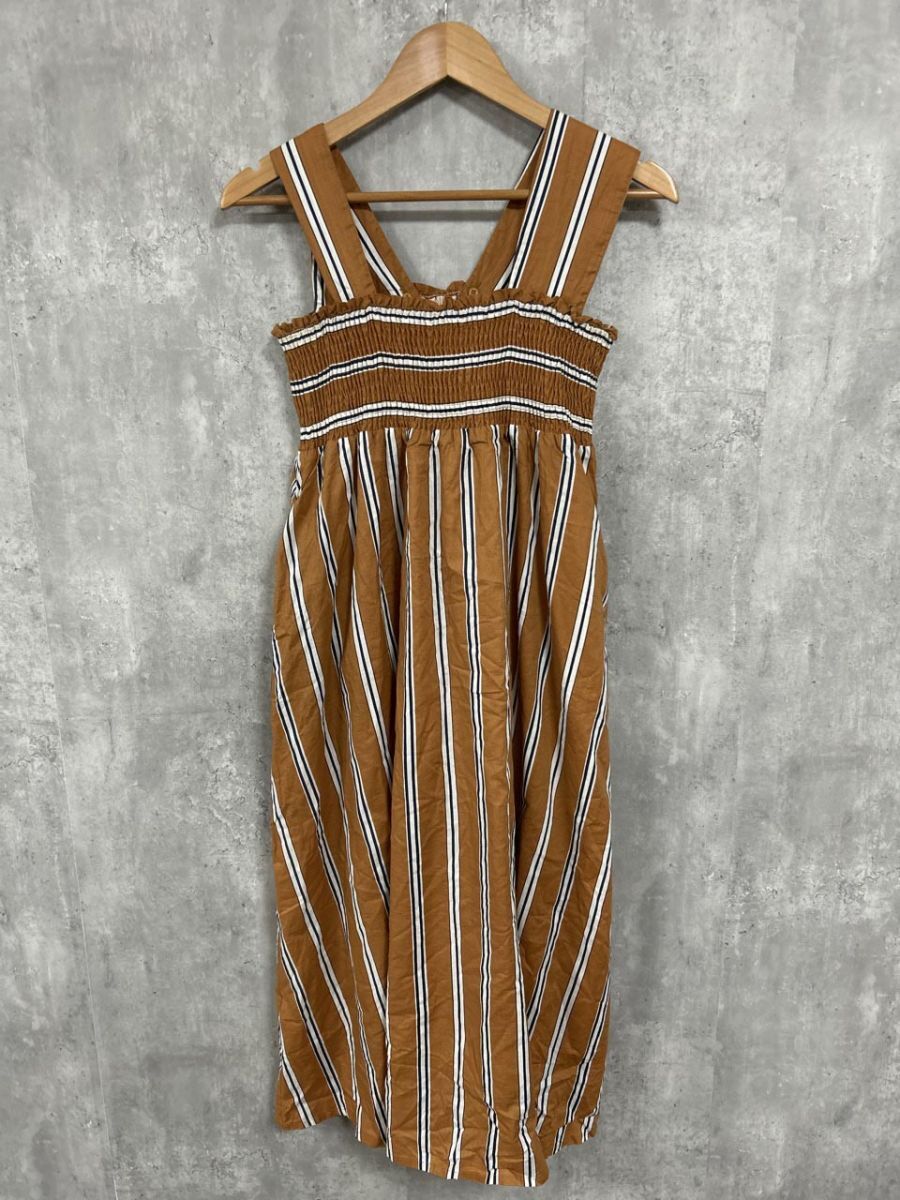 ネコポスOK FREAK’S STORE フリークスストア ストライプ柄 綿100% キャミソール ワンピース sizeF/オレンジ ■◆ レディース拍卖