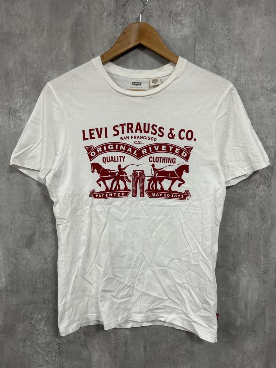 ネコポスOK リーバイス プリント シンプル tシャツ カットソー sizeS/白x赤 ■◆ メンズ拍卖