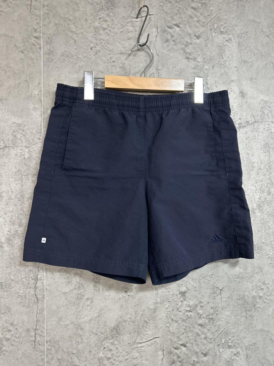 ネコポスOK アディダス 刺繍 ロゴ シンプル ハーフ パンツ sizeS/濃紺 ■◆ メンズ拍卖
