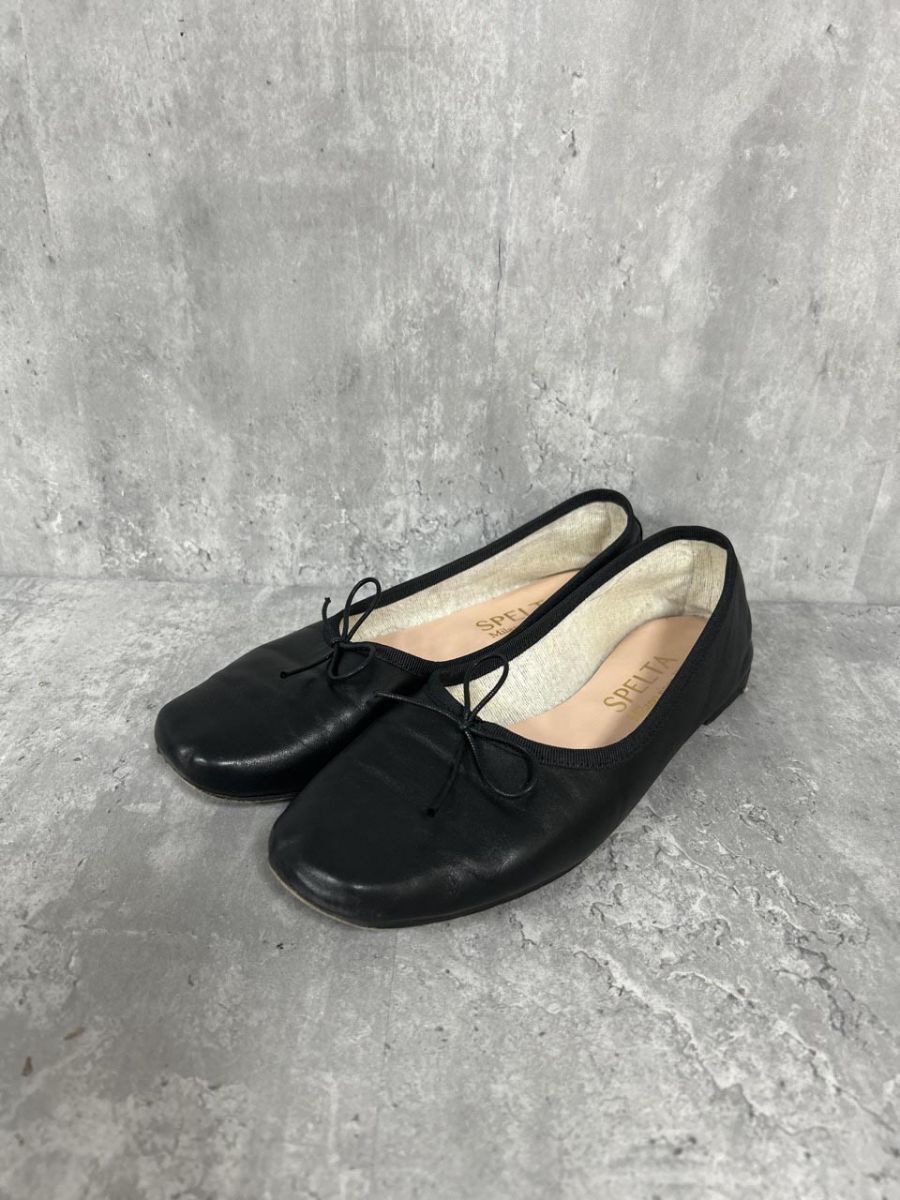BEAMS ビームス SPELTA IMMA ナッパ バレーシューズ フラット パンプス size37/黒 ■■◎ レディース レディース拍卖